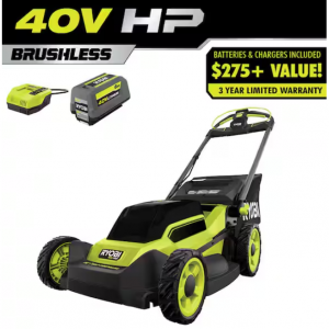 RYOBI 40V HP 无刷 20 英寸无线电池手推式自走式割草机带电池等配套