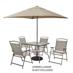StyleWell Amberview 棕色六件套钢制方形户外餐桌椅套装（带遮阳伞）