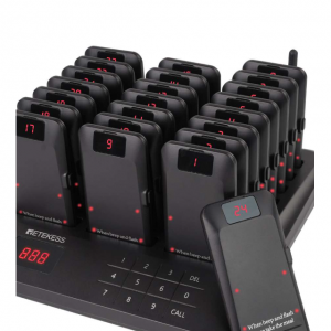 Retekess TD157P 餐厅顾客寻呼机系统,配备 24 个超出范围警报食物寻呼机