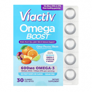 Viactiv, Omega Boost® Gummies, Citrus Passion, 600 mg, 30 Gummy Gel Bites