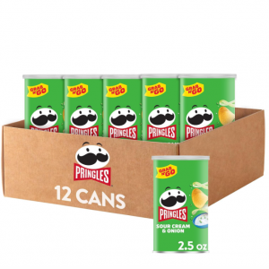 Pringles Potato Crisps Chips, Lunch Snacks, Sour Cream and Onion (12 Cans) @ Amazon
