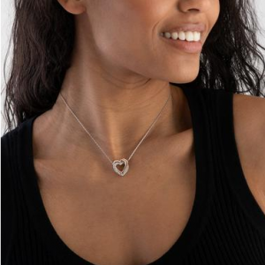 33% Off Swarovski Hyperbola Heart Silver and Rose Gold Tone Crystal Necklace @ Beaverbrooks