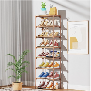 Kitsure Shoe Rack - Stackable Shoe Organizer for Closet With Non-Woven Fabric, X-Large, Brown