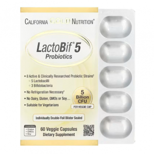 California Gold Nutrition, LactoBif® 5, Probiotics with 5 Lactobacilli and 3 Bifidobacteria, 5 Bil