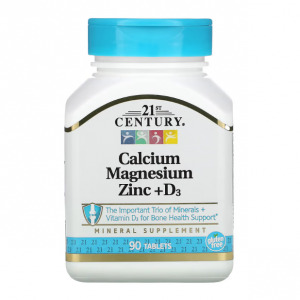 21st Century, Calcium Magnesium Zinc + D3, 90 Tablets