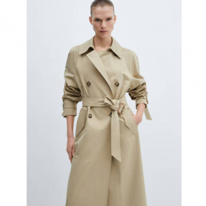 Mango Double-breasted cotton trench coat