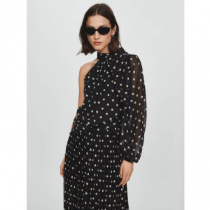 Mango Asymmetric polka dot blouse