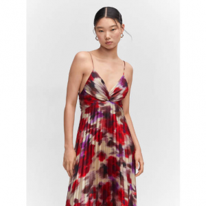 Mango Pleated satin dress