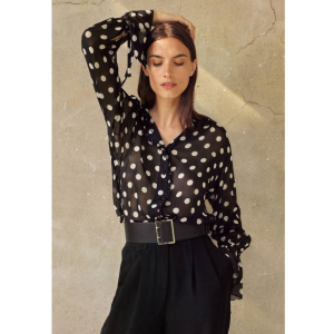 LilySilk 波点乔其纱衬衫