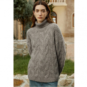 LilySilk 绞花针织羊绒高领毛衣