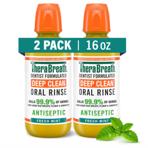 TheraBreath Deep Clean Mouthwash, Antigingivitis, Alcohol Free, 16 fl oz (Pack of 2) @ Amazon