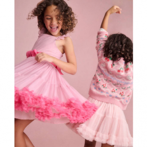 Boden 女童荷叶边下摆薄纱连衣裙