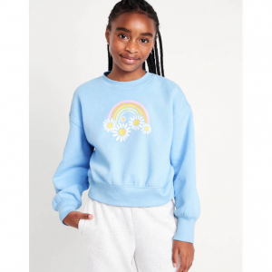 Old Navy 女童复古超大圆领运动衫