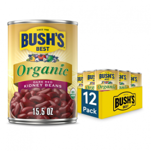 BUSH'S BEST Canned Organic Dark Red Kidney Beans (Pack of 12), 15 oz @ Amazon