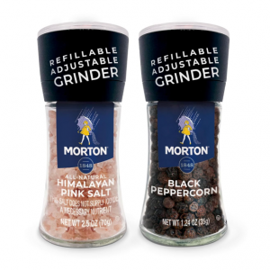 Morton Grinder Set - Himalayan Pink Salt (2.5 oz) & Black Peppercorn (1.25 oz), 2-Pack @ Amazon