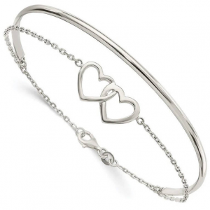 Larson Jewelers Sterling 纯银抛光双心形手镯
