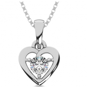 Larson Jewelers Diamond 1/50 Ct.Tw. 纯银心形吊坠