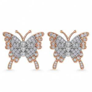 Larson Jewelers Diamond 1/3 Ct.Tw. 双色心形耳环