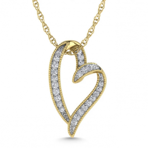 Larson Jewelers Diamond 1/6 Ct.Tw. 黄金心形吊坠