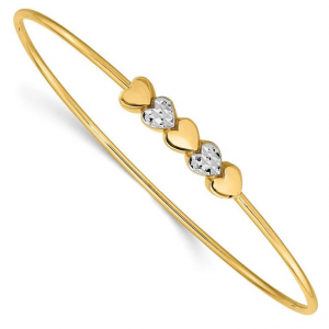 Larson Jewelers 14K & White Rhodium Polished D/C 心形手镯