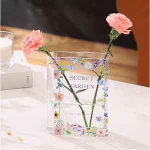 PORPAN Book Vase, Acrylic Book Vase for Flowers @ Amazon