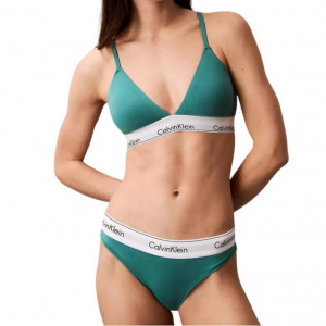 CALVIN KLEIN icon cotton modal lightly lined triangle bralette in lively teal