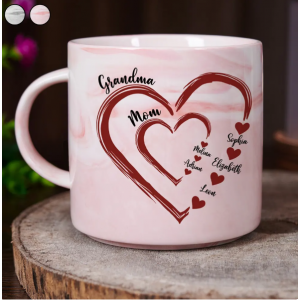 Mom Grandma Sweethearts - Personalized Marble Mug