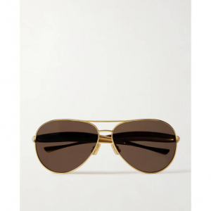 BOTTEGA VENETA EYEWEAR Sardine 金色金属飞行员太阳镜