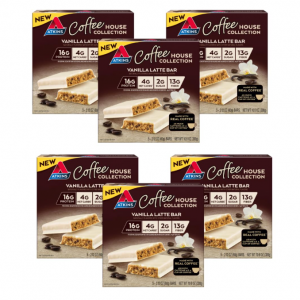 Atkins Coffee House Meal Bar, Vanilla Latte, 5 Count (Pack of 6) @ Amazon