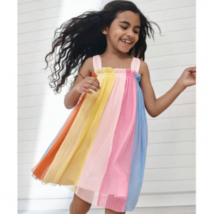 Hanna Andersson 无袖薄纱彩虹拼接连衣裙