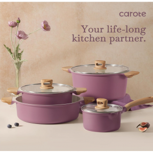 CAROTE 12 Pcs Pots and Pans Set Nonstick, Ceramic Cookware Set @ Amazon