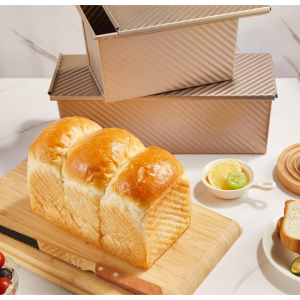 KITESSENSU Pullman Loaf Pan with Lid, 1 lb Dough Capacity Non-Stick Bakeware for Baking Bread