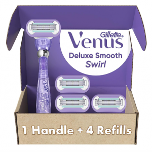 Gillette Venus 顺滑漩涡女士剃须刀手柄 + 4 个刀片替换装 @ Amazon