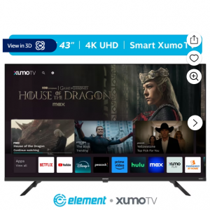 $40 off Element 43" Class 4K UHD (2160p) LED XUMO Smart Television HDR (E550AE43C-G) @Walmart