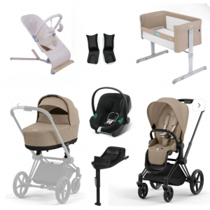 Cybex Priam Essential Travel & Nursery Bundle, Cozy Beige / Matt Black