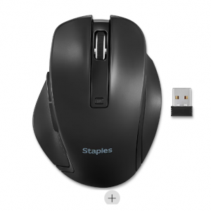 20% off Staples TECH Wireless Ergonomic Curved Optical USB Mouse, Black (ST62599) @Staples