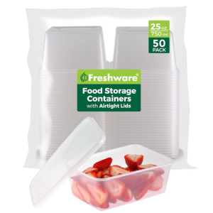 Freshware Food Storage Containers [50 Set] 25 oz Plastic Deli Containers with Lids @ Amazon