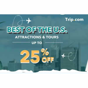 Trip.com North America 精选美国景点及行程，最高可享 75 折优惠