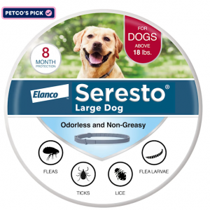 Seresto 兽医推荐的 18 磅以上大型犬用防跳蚤和蜱虫项圈，1 个