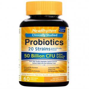 NewRhythm Probiotics 50 Billion CFU 20 Strains, 60 Veggie Capsules @ Amazon