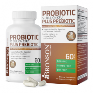 Bronson Vitamins 益生菌加益生元素食胶囊 - 500 亿 CFU - 60 粒