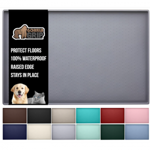 GORILLA GRIP 100% Waterproof Raised Edge BPA Free Silicone Pet Feeding Mat @ Amazon