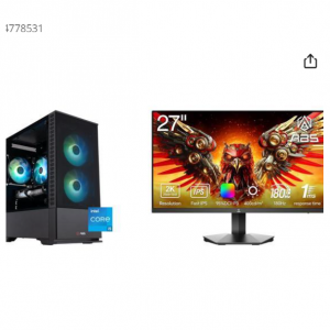 Newegg - ABS Cyclone Aqua 电竞台式机(i5-13400F 32GB 1TB RTX 4060) 带27" 显示器，9折