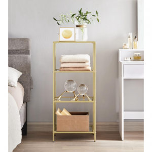 VASAGLE Bookcase, 4-Tier Bookshelf, Slim Shelving Unit @ Amazon