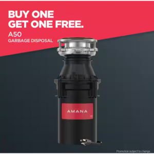 Amana A50 W/C 1/2 HP Continuous Feed Kitchen Garbage Disposal with Power Cord @ Home Depot