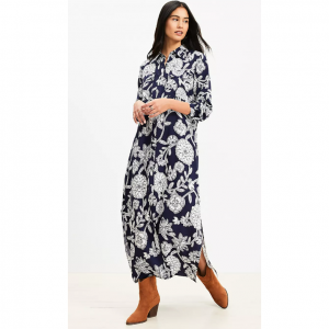 花卉中長口袋襯衫裙