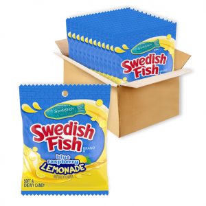 SWEDISH FISH Blue Raspberry Lemonade Soft & Chewy Candy, Bulk Candy, 12-3.59 oz Bags @ Amazon