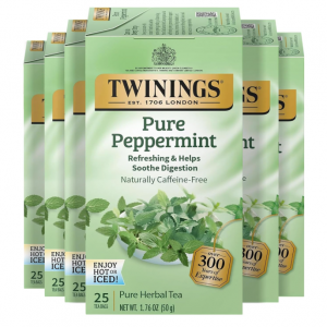 Twinings Pure Peppermint Individually Wrapped Tea Bags, 25 Count Pack of 6 @ Amazon