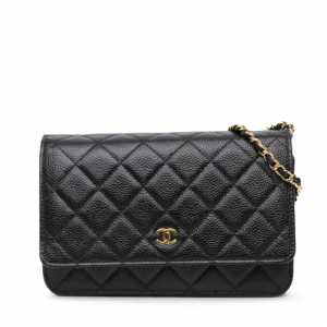 CHANEL Pre-Owned 2021-2024 CC Quilted Caviar Wallet on Chain crossbody bag