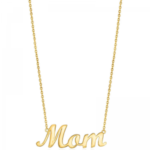 MaxColor 14k 黃金媽媽字項鏈